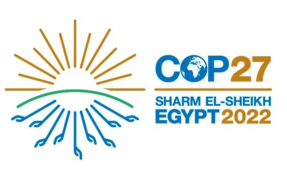 Logo der COP27 in Sharm el-Sheikh, Ägypten