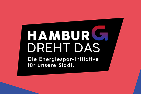 Banner, grafische Umsetzung mit dem Titel „Hamburg dreht das“; Die Energiespar-Initiative für unsere Stadt